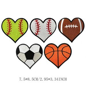 New Iron on Embroidery Sport Pattern Baseball Football Basketball Football Heart Heart Patch for Clothes Hat Decoration Gift - Product Image 2
