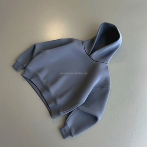 Pull à capuche unisexe en coton à épaules tombantes Sweat à capuche de printemps de haute qualité Sweat à capuche épais et surdimensionné Personnalisé Boxy Sweat à capuche court vierge - Product Image 3