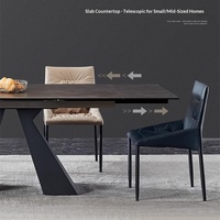 Table à manger extensible en ardoise de style italien minimaliste avec chaises, design rectangulaire moderne pour la maison et l'hôtel
