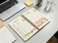 Roze Bloemige Kat Chef Spiraalvormig Receptenboekje Schattige Kat Chef Hoed Illustratie Hardcover Familie Bakboek Dagboek Groothandel