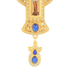 HT Griechisch Orthodox Jesus 18 Karat Gold Brust Kreuz Halskette mit Perle Legierung Chunk Chain Orthodoxe Kirche Spirituelles Geschenk - Product Image 5