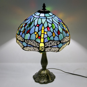 LongHuiJing Chất Lượng Cao Cấp Wisteria Tiffany Màu Đèn Thủy Tinh Thủ Công Bảng Lights Dragonfly Pattern Chụp Đèn Bàn Đèn - Product Image 6