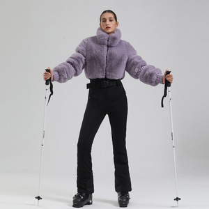 Combinaison de ski d'hiver pour <span class=keywords><strong>femme</strong></span>, coupe-vent, épaisse et chaude, une pièce, pour sports de plein air, coupe ajustée, <span class=keywords><strong>salopette</strong></span> de ski avec fourrure - Product Image 4