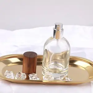 Grosir botol parfum kaca semprot kosong kemasan transparan bulat kustom mewah 30ml 50ml 100ml