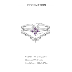 Anillos CANNER con Diseños Nuevos en Plata de Ley 925, Anillos Románticos de Doble Círculo con Circonita Cúbica Morada en Forma de Flor para Niñas y Mujeres, Regalos - Product Image 6