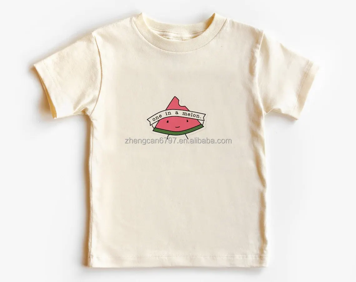 Vêtements d'été pour enfants, imprimé pastèque, manches courtes, col roulé, t-shirt personnalisé
