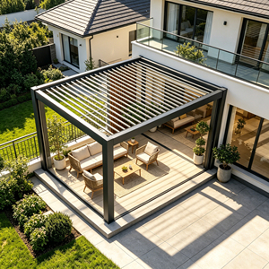 Gazebo Motorizado Exclusivo para Restaurantes Comerciales, de Aluminio Resistente con Recubrimiento en Polvo, para Exteriores, Apto para Todo Clima - Product Image 5