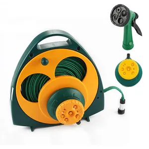 15M / 50FT portable pvc garden hose / roll flat water hose with spray nozzle