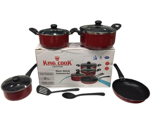 Juego de Utensilios de Cocina de 9 Piezas de Granito Duradero Antiadherente, Base de Aluminio Fundido Resistente a los Arañazos Compatible con Inducción con Tapa de Vidrio Templado - Product Image 2