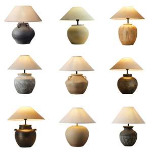 Wabi-sabi Canapé Côté Chambre En Céramique <span class=keywords><strong>Lampe</strong></span> De Bureau Vintage Simple Design Argile Pot Chambre <span class=keywords><strong>Lampe</strong></span> De Table Décorative - Product Image 4