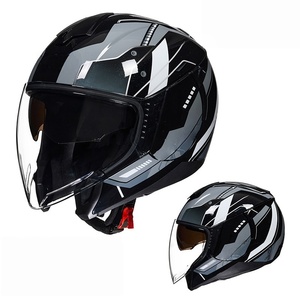 Casque de moto BAX certifié DOT en ABS <span class=keywords><strong>3</strong></span>/4 demi-face, double visière, unisexe, pour scooter coréen, avec fentes pour les oreilles, toutes saisons - Product Image 2