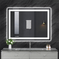 Miroir de salle de bain intelligent rectangulaire mural Bluetooth, anti-buée, éco-responsable, éclairage LED moderne, tactile, pour hôtel, Nouvel An