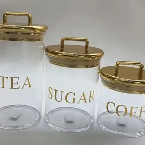 3 buah set tabung penyimpanan makanan jar akrilik udara ketat jar permen kopi teh gula