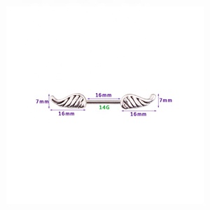 Anillos de Pezón con <span class=keywords><strong>Alas</strong></span> de Ángel de Alta Calidad, Joyería Corporal de Acero Inoxidable para Mujer, <span class=keywords><strong>Piercing</strong></span> de Pezón con Barra, <span class=keywords><strong>Piercing</strong></span> de Pezón con <span class=keywords><strong>Alas</strong></span> - Product Image 2