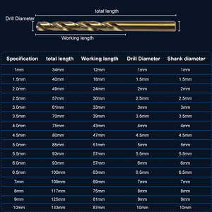 NINDEJIN High Quality Twist <b>Drill</b> <b>Bits</b> 1-10mm M35-ZBMHZ 100mm Length HSS Cobalt Finish for <b>Wood</b> Iron Metal High Speed Drilling - Product Image 6
