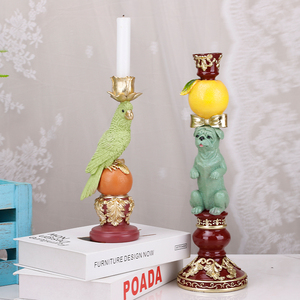 Redeco creativo cane portacandele pappagallo portacandele in resina animale Set portacandele per regali decorazione casa - Product Image 3