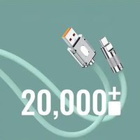 Kabel Pengisian Cepat USB Type C 2024 6A 120W Tembaga Murni Logam Paduan Seng Silikon Cair Kompatibel dengan Smartphone IOS Transfer Data