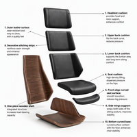 Chaise de bureau exécutive en cuir moderne pivotante pour ordinateur, réglable en hauteur, pour le travail au bureau