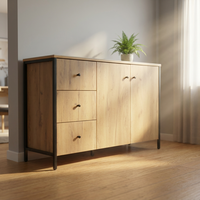 Meuble de rangement en bois à deux portes et trois tiroirs pour intérieur – Offre spéciale