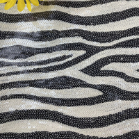 Nouvelle mode vêtements pour femmes scène Costume robe 3mm paillettes broderie noir et blanc rayures tigre zèbre motif paillettes tissu