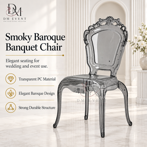 Silla Barroca de Resina Gris Humo, Silla de Una Pieza para Banquetes y Eventos, Proveedor Mayorista de Fábrica - Product Image 1
