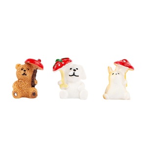 Figurines d'animaux en résine DP, ours, chien, lapin de dessin animé avec chapeau de champignon, décorations artisanales pour la maison - Product Image 5