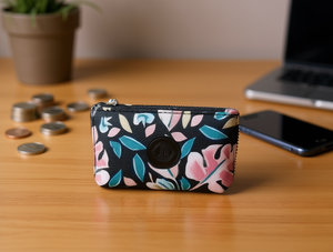 Monedero de poliéster con estampado de hojas para mujer, mini cartera de moda con cremallera - Product Image 2