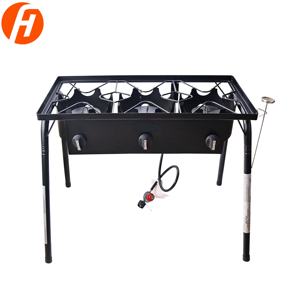 3 bruciatori da campo all'aperto ad alta pressione regolatore PSI regolabile propano e tubo intrecciato in acciaio 4ft con gambe rimovibili - Product Image 1