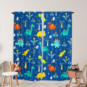 Cortinas de Ventana con Dibujos Animados de Dinosaurios para Niños, Adolescentes, Niñas, Cortinas de Dinosaurios para Dormitorio, Guardería, Decoración para Fiestas en Casa, 2 Paneles - Product Image 1