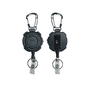 Stainless Steel Telescopic <b>Key</b> Chain With Carabiner Heavy Duty Anti Loss ID Badge <b>Holder</b> Outdoor Use Durable Design - Product Image 1