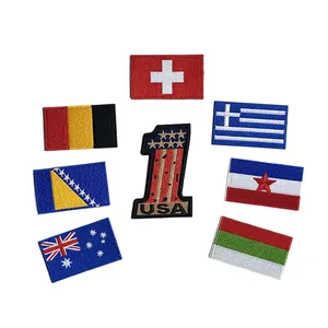 Parche bordado personalizado bandera americana alemana Cruz Roja hierro-en regalo parche táctico Logo sombreros para zapatos y bolsos ropa