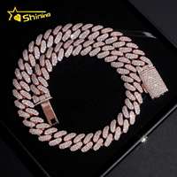Collier pour homme en argent 925, chaîne cubaine 18 mm à 3 rangs, sertie de moissanite, style hip-hop, passe le testeur de diamants GRA