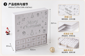 Caja de Calendario de Adviento Navideño Blanca con 24 Cajones, Empaque de Regalo Personalizable para Dulces, Chocolates, Cosméticos y Pequeños Regalos - Product Image 2