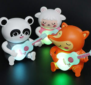 Venta al por mayor LED luminoso tocando la guitarra oso cantor Rana juguetes con luz de colores para niños regalos animales musicales - Product Image 3
