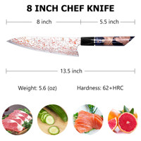 TI1 OEM 8 pouces Couteau de chef 67 couches VG10 Cuivre Damas Lame en acier Résine Manche en bois Couteau de cuisine ultra tranchant Couteau de chef