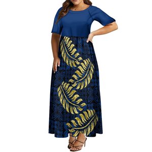 Vestido Largo con Cuello Redondo, Transpirable, con Diseño de Arte de las Islas del Pacífico, Tallas Grandes hasta 8XL, Personalizable Bajo Demanda, para <span class=keywords><strong>la</strong></span> Noche, Sin Pedido Mínimo - Product Image 2