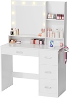 Tiroirs de rangement européens modernes de haute qualité Meubles de chambre à coucher Nordic White Vanity Makeup Dressing Table avec miroir et tabouret