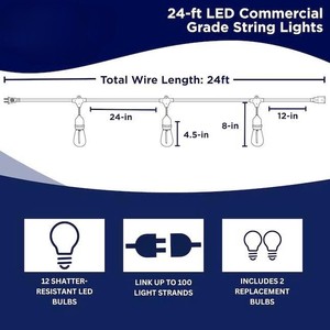 ไฟประดับ LED แบบพกพา IP65 ใช้ไฟ AC หลอดไฟขนาดเล็กกันแตก แสงวอร์มโกลว์ เหมาะสำหรับตกแต่งห้องนอน งานแต่งงาน - Product Image 2