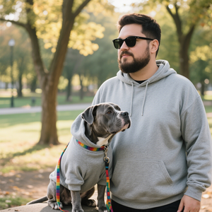 조이메이 맞춤 로고 디자이너 패셔너블 강아지 후드티 편안한 면 소재 반려동물 의류 보호자 후드 스웨트셔츠 세트 - Product Image 3