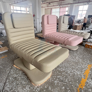 Lettino Massaggio Elettrico a Tre Motori in Pelle Beige Marrone Chiaro, Lettini Lusso per Extension Ciglia per Salone - Product Image 2