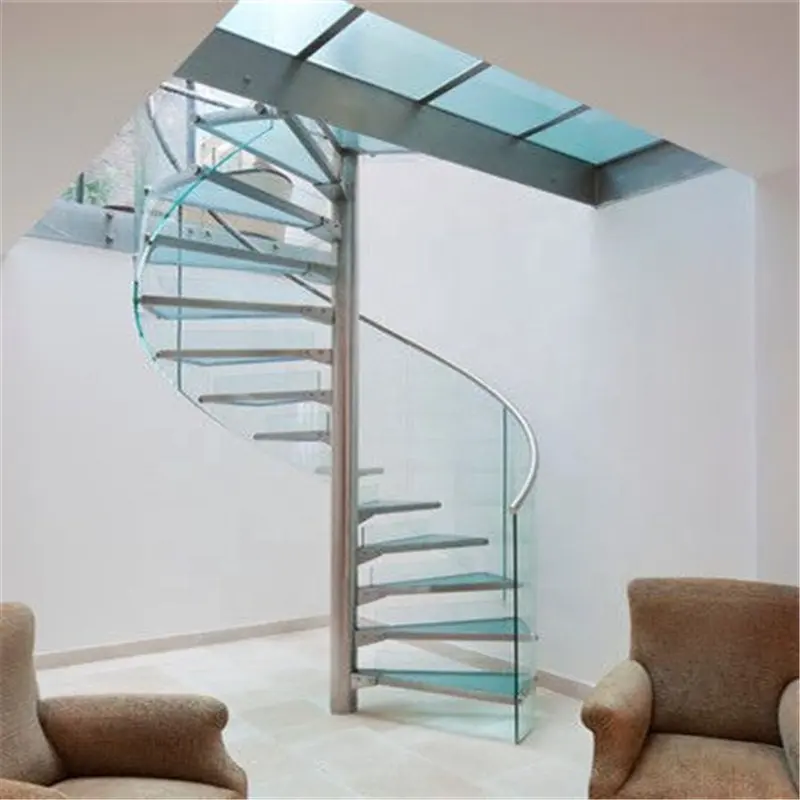 DAIYA USA CA AU Glas lauffläche used_spiral_staircase mit stahl geländer und glas geländer
