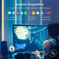 Mini Cámara Full HD con Luz de Relleno para Laptop, PC, Computadora, Cámara de Transmisión en Vivo, Cámara de Video con Micrófono