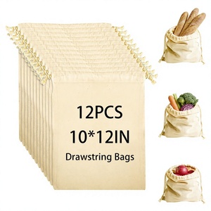 Envío Gratis, Bolsa Plegable con Cordón de 10x12 Pulgadas, 100% Algodón, Logotipo Personalizado, Bolsa Pequeña Reutilizable para Pan, Bolsa de Regalo de Algodón para Empaque - Product Image 3