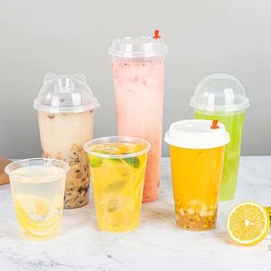 Gobelets en plastique PP jetables de 1000 ml (32 oz) pour jus et boissons froides, avec logo et design personnalisés, pour Bubble Tea Boba, écologiques - Product Image 2