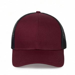 Casquette de camionneur à 6 panneaux avec logo brodé personnalisé en usine, casquette de camionneur en maille à visière incurvée avec logo personnalisé - Product Image 2