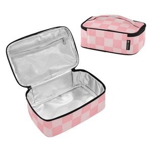 Eco-Friendly Custom Pink Checked Aluminum Foil Small <b>Lunch</b> <b>Box</b> Insulated Thermal Bento Cooler <b>Lunch</b> Bags for Outside Work - Product Image 1