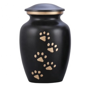 Black Pet Cremation <b>Urn</b> with Gold Paw Prints for Dog or <b>Cat</b> Ashes - Product Image 1
