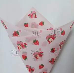 꽃을위한 새로운 디자인 닳은 딸기 소녀 포장지 한국 꽃 종이 꽃 포장지 사용자 정의 선물 장식