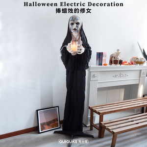 Atmósfera aterradora Nuevo producto <span class=keywords><strong>de</strong></span> Halloween Estatuilla <span class=keywords><strong>de</strong></span> <span class=keywords><strong>monja</strong></span> Sosteniendo velas Accesorios decorativos luminosos <span class=keywords><strong>Casa</strong></span> embrujada Habitación secreta - Product Image 6