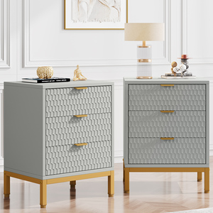 Tribesigns 3 Drawer <b>Nightstand</b>, 25.8" Tall Modern Bedside Table Large Side End Table With Storage Drawers HOGA-F1770 3 Drawer Be - Product Image 1